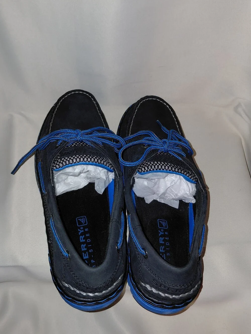 Sperry Men's 8.5M Billfish 3-Eye Boat Shoes, Dark Navy Leather Vibrant Laces New